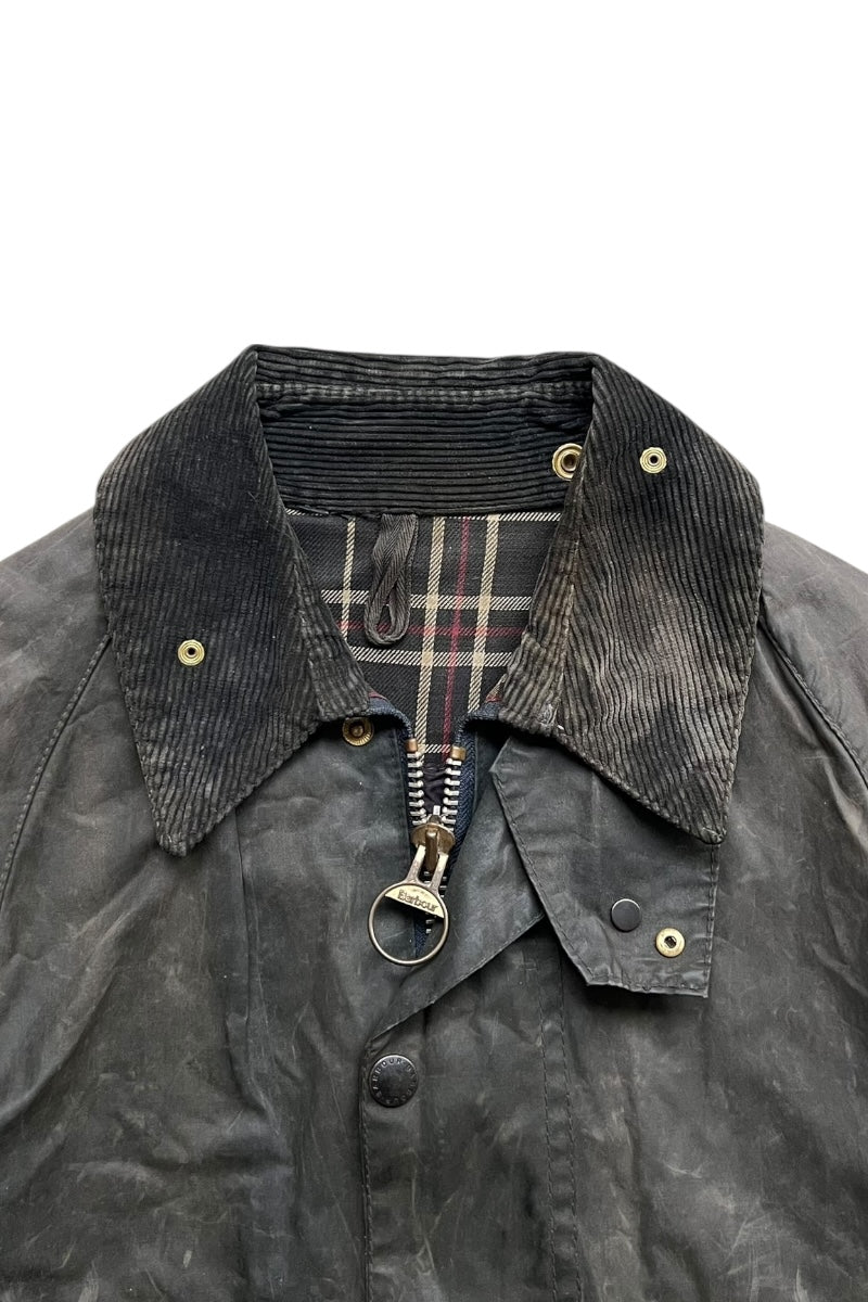 80s-90'S Barbour Northumbria 3-Warrant Waxed Cotton Oiled Jacket, Made in England, Men's XL unclear Khaki type Vintage Second Hand