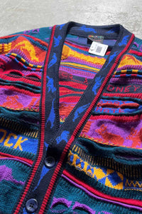 MADE IN AUSTRALIA 90'S 3D WOOL KNIT CARDIGAN/ MULTI [SIZE:L USED]