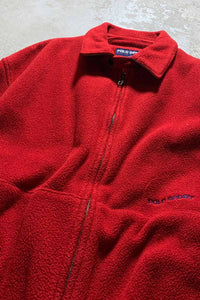 MADE IN USA 90'S ZIP UP FLEECE JACKET / RED [SIZE: L USED]