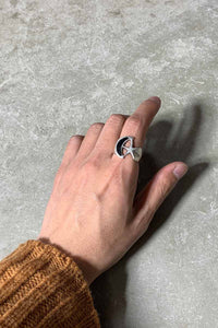 MADE IN MEXICO 925 SILVER RING W/ONYX [SIZE: 19号相当 USED]