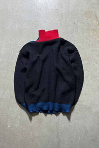 MADE IN ITALY 90'S HI-NECK SHOULDER SNAP ACRYLIC WOOL KNIT SWEATER / BLACK [SIZE:S USED]