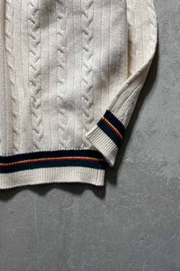 MADE IN SCOTLAND 90'S CASHMERE TILDEN CABLE KNIT SWEATER / WHITE [SIZE:L USED]