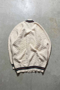 MADE IN SCOTLAND 90'S CASHMERE TILDEN CABLE KNIT SWEATER / WHITE [SIZE:L USED]