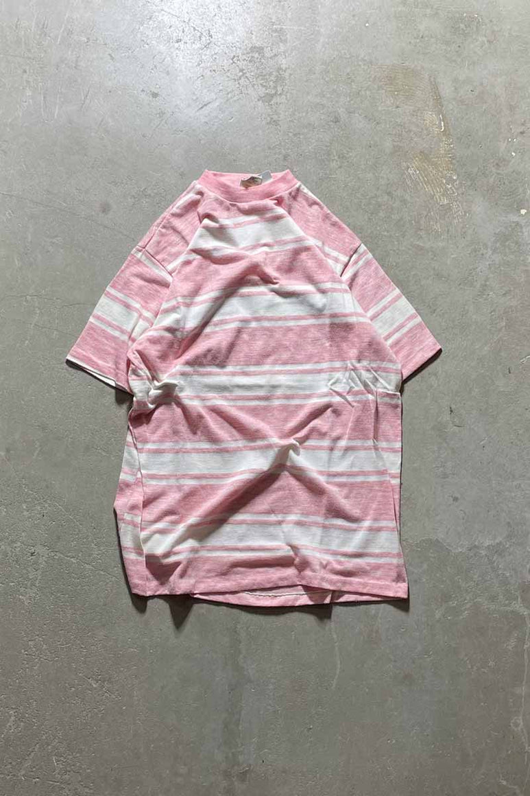 MADE IN USA 90'S BORDER T-SHIRT / PINK [SIZE: XL USED]