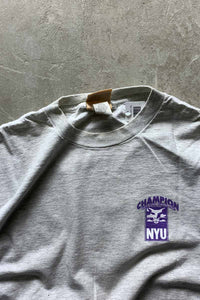 MADE IN USA 90'S S/S NYU BACK PRINT COLLAGE T-SHIRT / GRAY [SIZE: L USED]