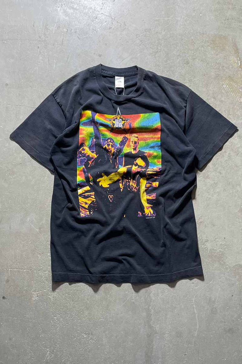 MADE IN USA 93'S S/S ZOO TV TOUR ZOOROPA U2 BAND PRINT T-SHIRT / BLACK [SIZE: L USED]