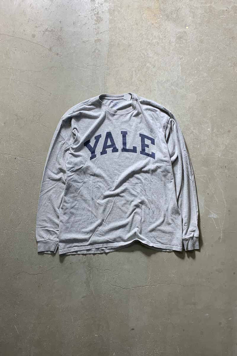 L/S YALL COLLEGE PRINT T-SHIRT / GRAY [SIZE: XL USED]