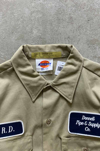 MADE IN USA 70-80'S L/S DONNELL PATCH WORK SHIRT / BEIGE [SIZE: XL USED]