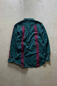 90'S L/S B.D TWO TONE SHIRT / GREEN / BURGUNDY [SIZE: M USED]