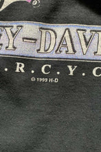 画像をギャラリービューアに読み込む, 99&#39;S S/S HARLEY DAVIDSON BIG TWIN BACK PRINT MOTOR CYCLE T-SHIRT / BLACK [SIZE: L USED]
