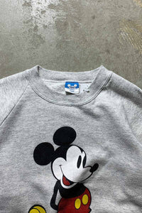 MADE IN USA 80'S MICKEY PRINT CHARACTER SWEATSHIRT / GRAY [SIZE: L USED]