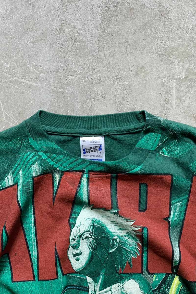 MADE IN USA 90'S S/S BOOTLEG AKIRA OVP TETSUO PRINT T-SHIRT / GREEN [SIZE:  XL USED]