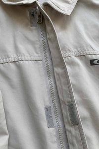 Y2K EARLY 00'S S/S SOFTWARE ZIP UP NYLON SHIRT / LIGHT GRAY [SIZE: L USED]