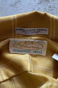 MADE IN USA 70'S CHECK S/S SHIRT / YELLOW [SIZE:L DEADSTOCK/NOS]
