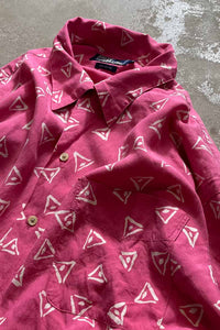 90'S S/S PATTERN RAYON SHIRT / PINK [SIZE:L USED]