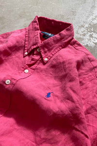 90'S S/S CUSTOM FIT LINEN SHIRT / PINK [SIZE:M USED]