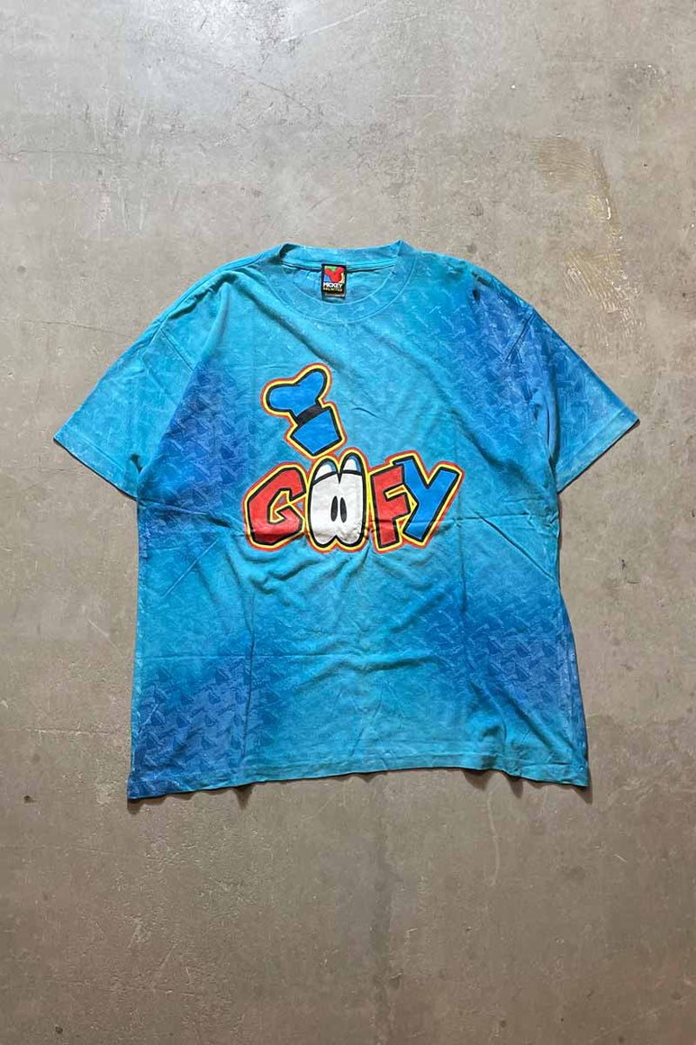 MADE IN USA 90'S GOOFY TIE DYE CHARACTER T-SHIRT / BLUE [SIZE: L USED]