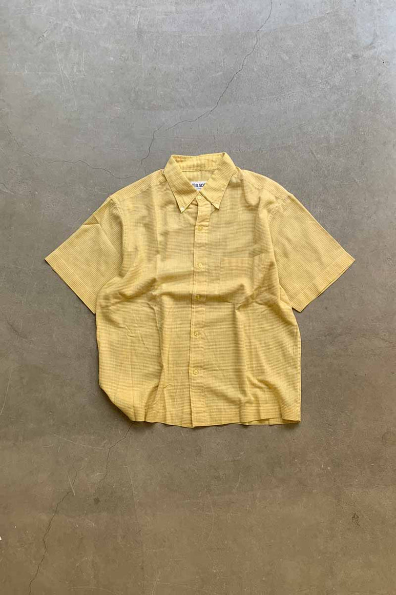 70'S S/S CHECK SHIRT / YELLOW [SIZE: S USED]