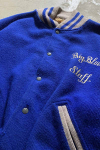 50-60'S BIG BLUE STAFF EMBROIDERY STADIUM JACKET / BLUE [SIZE: XL USED]