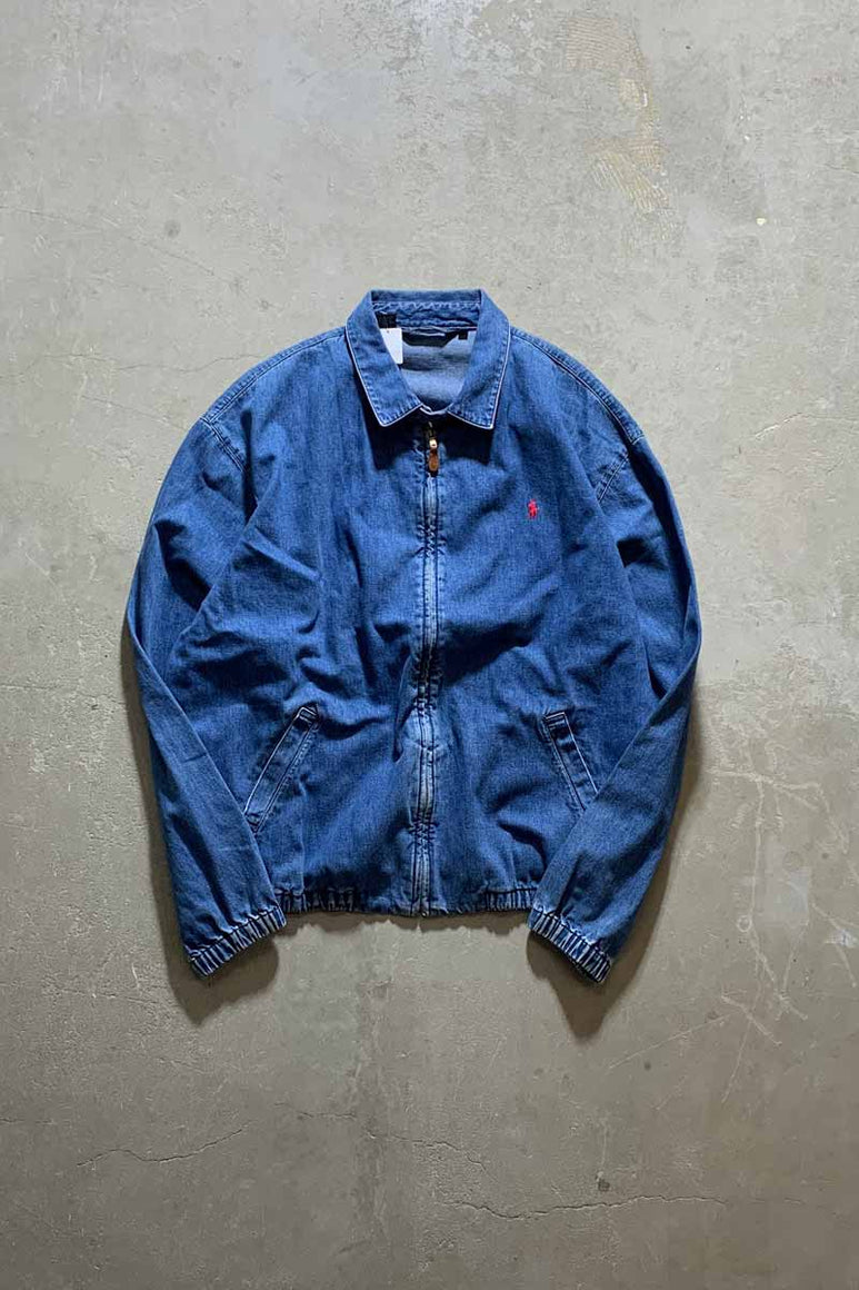 MADE IN USA 80'S ZIP UP DENIM JACKET / BLUE [SIZE: XL USED]
