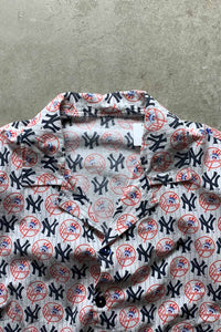 S/S NY YANKEES OPEN COLLAR SHIRT / WHITE [SIZE: XL USED]