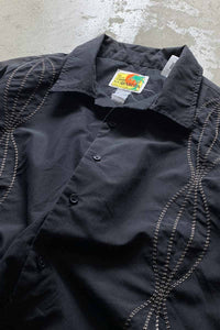 80-90'S S/S EMBROIDERY DESIGN SHIRT / BLACK [SIZE: L USED]