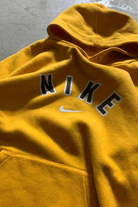 Y2K EARLY 00'S LOGO PRINT SWEAT HOODIE / YELLOW [SIZE: L USED]