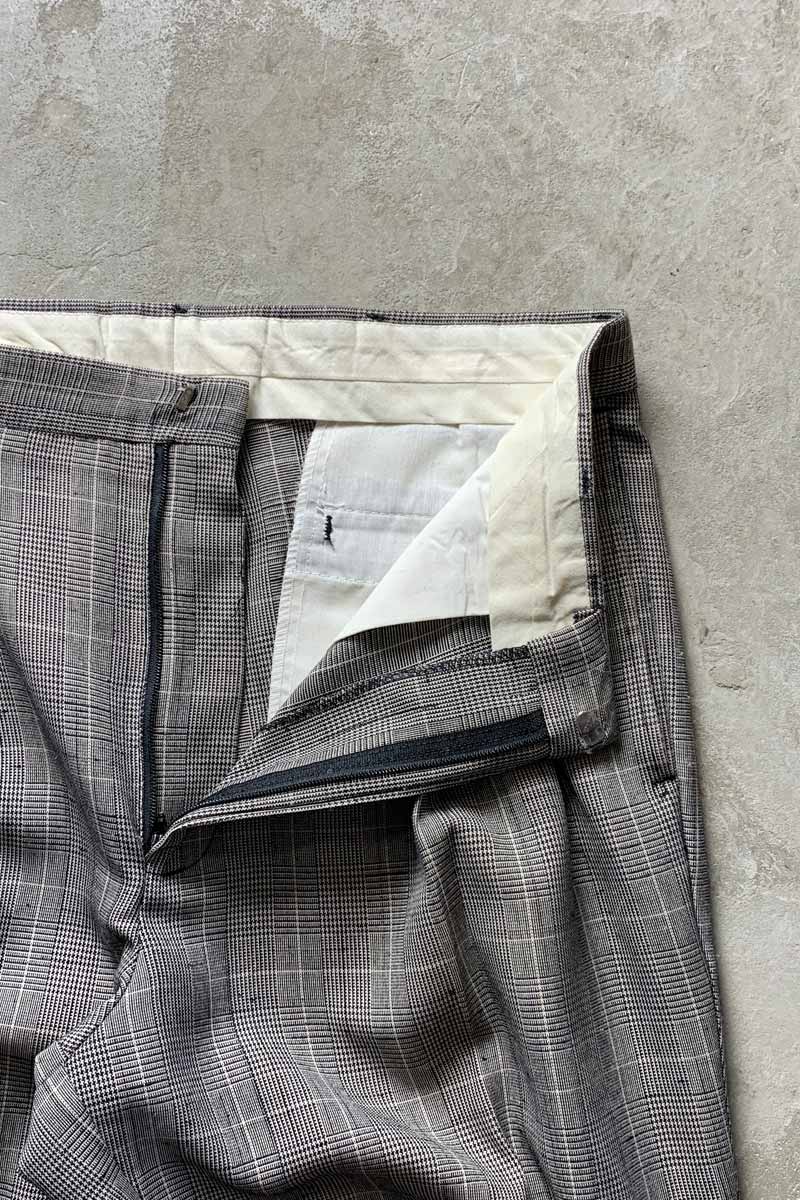 MADE IN USA 90'S GLEN CHECK SLACKS PANTS / GRAY [SIZE: W32L30相当 USED]