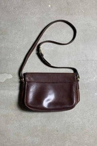 90'S MEDIUM TURN LOCK LEATHER SHOULDER BAG / BROWN [SIZE: ONE SIZE USED]