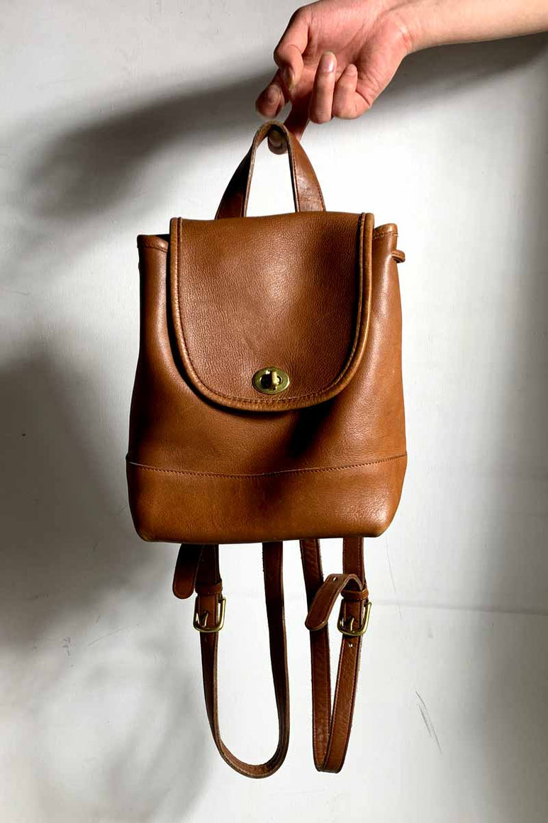 MADE IN USA 90'S LEATHER SMALL BACKPACK / BROWN [SIZE: ONE SIZE USED]