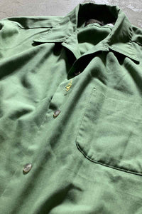 70'S L/S OPEN COLLAR SHIRT / GREEN [SIZE: M USED]