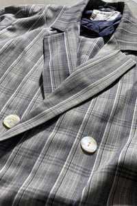 MADE IN ENGLAND 90'S DOUBLE CHECK TAILRED JACKET / GREY [SIZE: M USED]