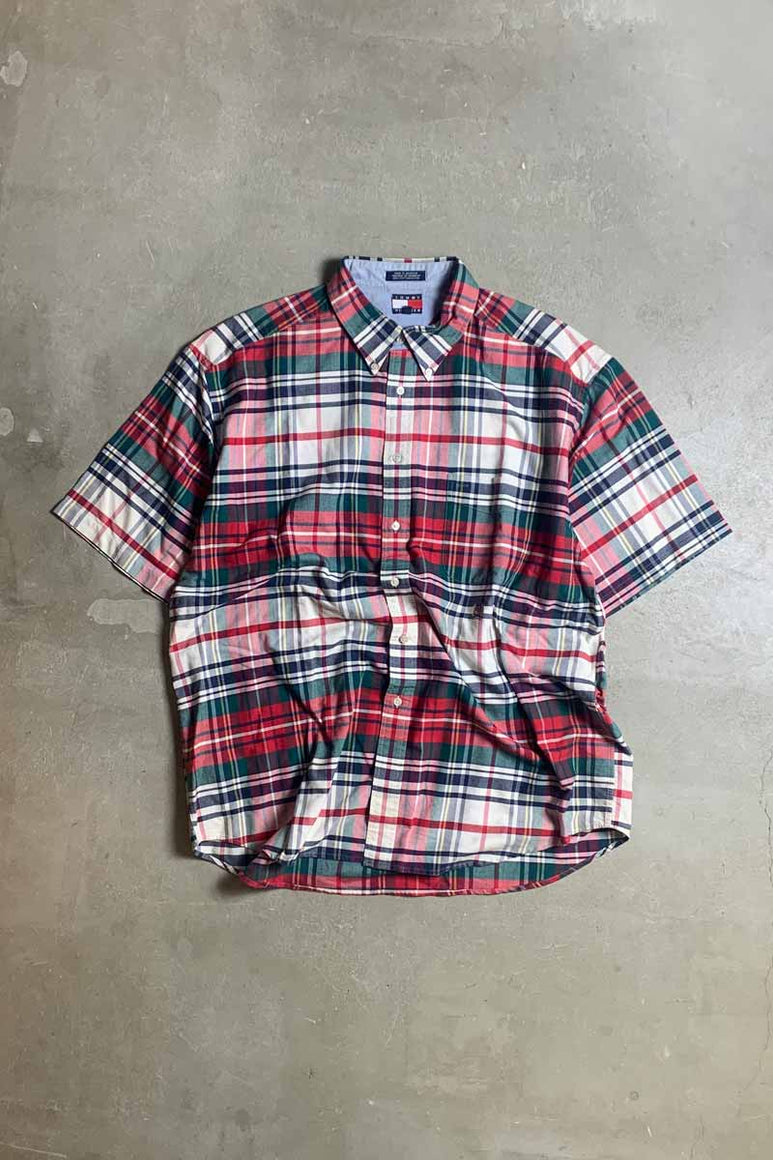 90'S S/S B.D CHECK SHIRT / MULTI [SIZE: XL USED]
