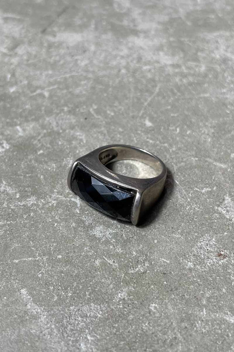 925 SILVER RING W/ONYX [SIZE: 11号 USED]