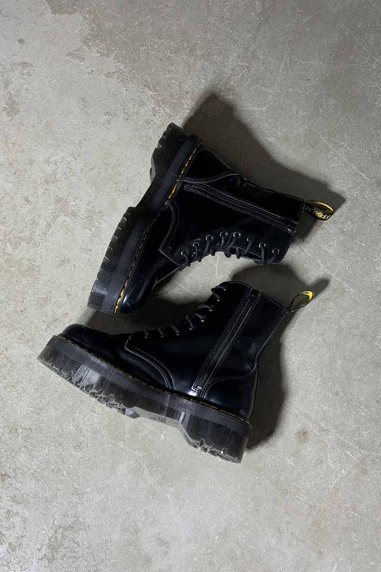 SIDE-ZIP 8-HOLE LEATHER BOOTS / BLACK [SIZE: US9.0(27.0cm相当) USED]