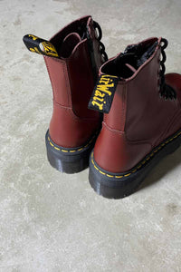 SIDE-ZIP 8-HOLE LEATHER BOOTS / WINE [SIZE: US8.0(26.0cm相当) USED]