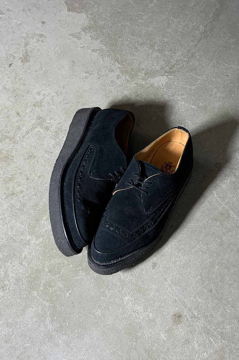 MADE IN ENGLAND DIANO SUEDE CREEPER RUBBER SOLE SHOES / BLACK [SIZE: US8.5(26.5cm相当) USED]