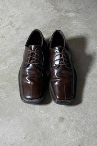 MADE IN ITALY 90'S SQUARE TOE LEATHER SHOES / BROWN [SIZE: US 7.5(25.5cm相当) USED]