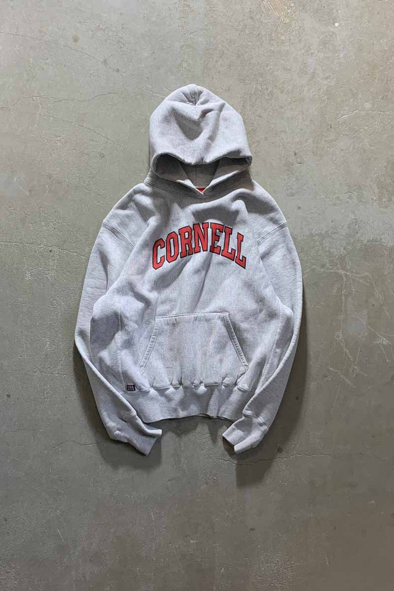 MADE IN USA 90'S CORNELL PRINT SWEAT HOODIE / GRAY [SIZE: L USED]