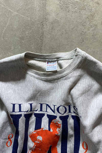 MADE IN USA 90'S REVERSE WEAVE ILLINOIS PRINT SWEATSHIRT / GRAY [SIZE: XL USED]