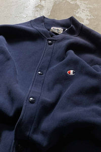 MADE IN USA 80'S REVERSE WEAVE SNAP SWEAT JACKET / NAVY [SIZE: L USED]