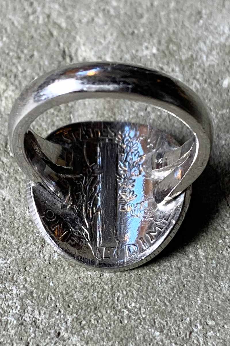 VINTAGE SILVER JEWELRY | 1945'S VINTAGE ONE DIME COIN RING – STOCK