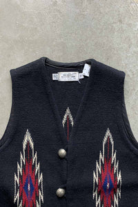 MADE IN USA CHIMAYO NATIVE WOOL VEST / BLACK [SIZE: S USED]