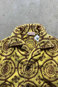 MADE IN BRAZIL 70'S PATTERN PILE S/S SHIRT/  YELLOW [SIZE:L USED]