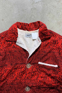 70'S S/S PATTERN PILE SHIRT  /  RED [SIZE: M USED]