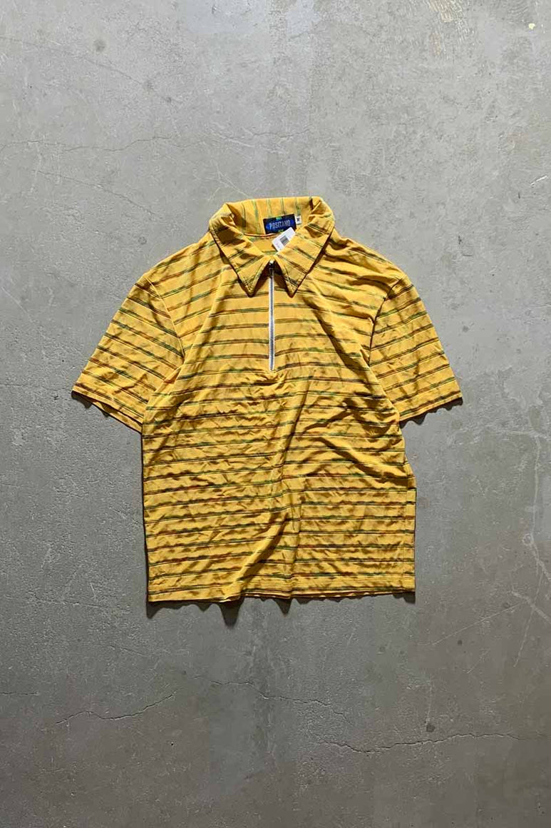 S/S COMPRESSION HALF-ZIP POLO SHIRT / YELLOW [SIZE:M USED]