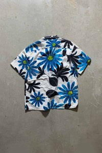 80'S FLORAL PATTERN S/S SHIRT/  WHITE [SIZE:L USED]