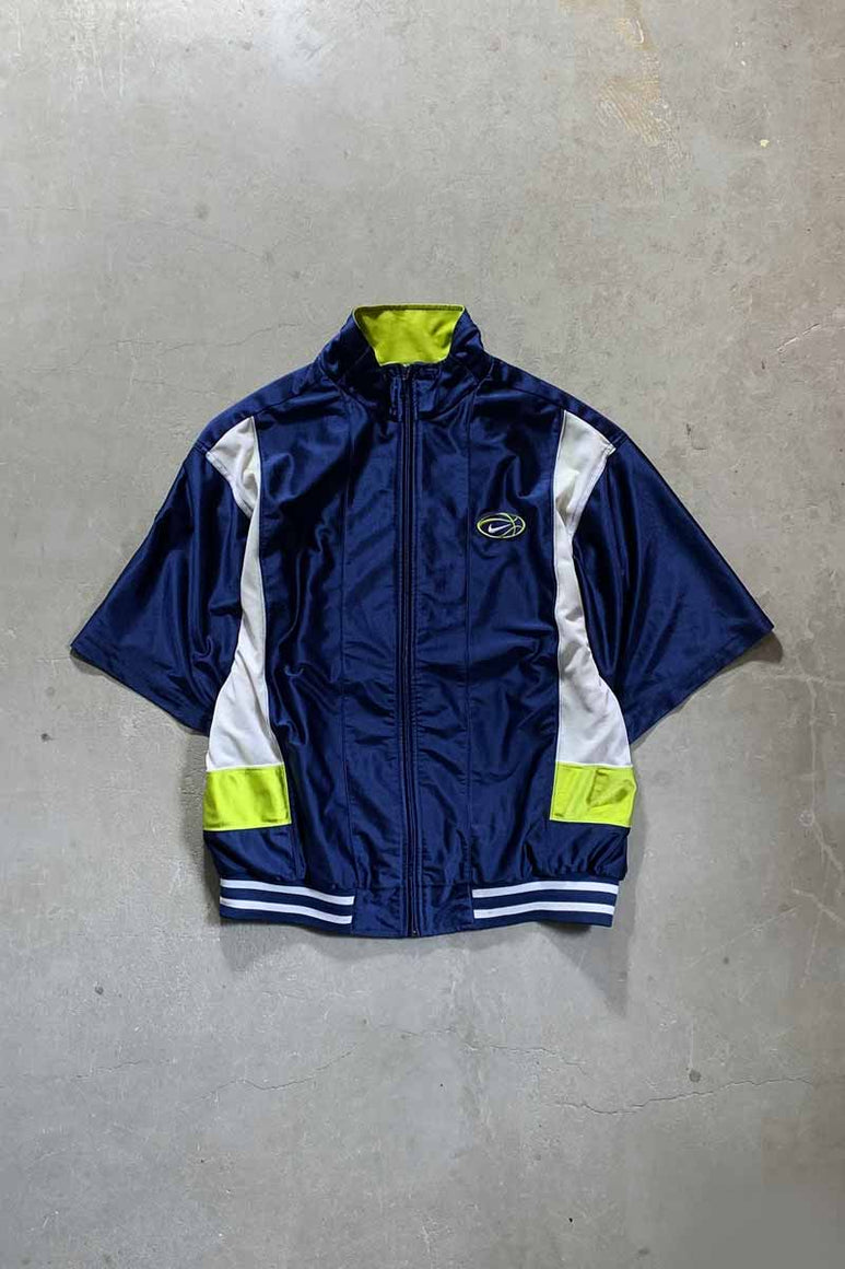 90'S ZIP UP S/S TRACK JACKET / NAVY [SIZE: L USED]