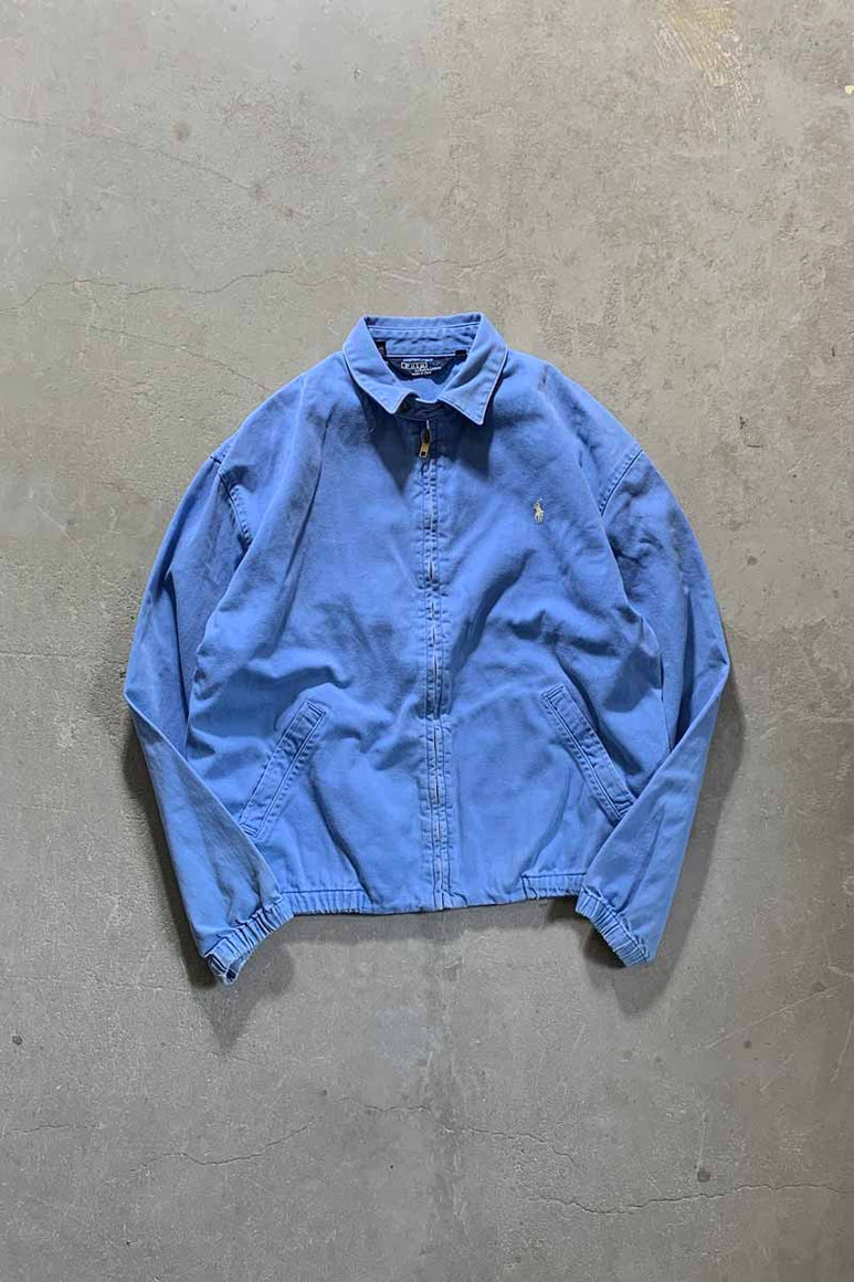 MADE IN USA 80'S COTTON ZIP UP JACKET / LIGHT BLUE [SIZE: S USED]