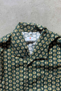 MADE IN ITALY 90'S L/S OPEN COLLAR SHIRT/ KHAKI  [SIZE: M USED]